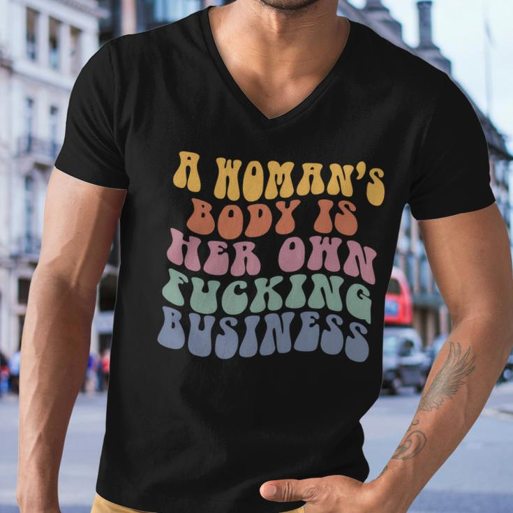 A Womans Body Is Her Own Fucking Business Vintage Men V-Neck Tshirt