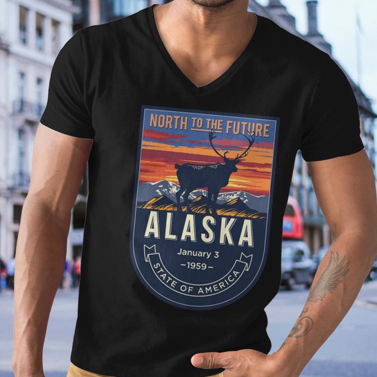 Alaska State Emblem Men V-Neck Tshirt