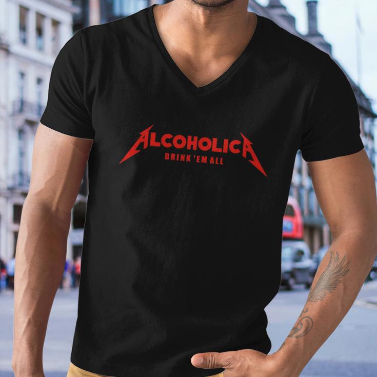 Alcoholica Drink Em All Tshirt Men V-Neck Tshirt