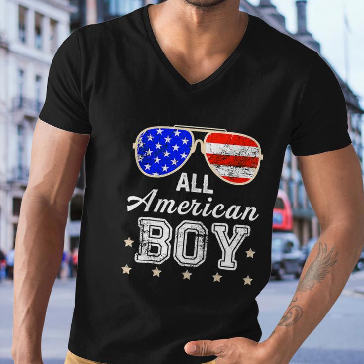 All American Boy 4Th Of July Boys Kids Sunglasses Men V-Neck Tshirt