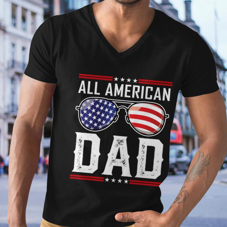 All American Dad Meaningful Gift Fourth 4Th Of July Sunglasses Family Gift Men V-Neck Tshirt