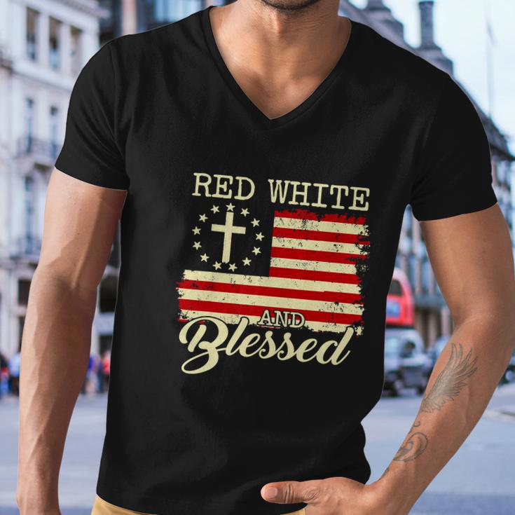 American Flag Christian 4Th Of July Men V-Neck Tshirt