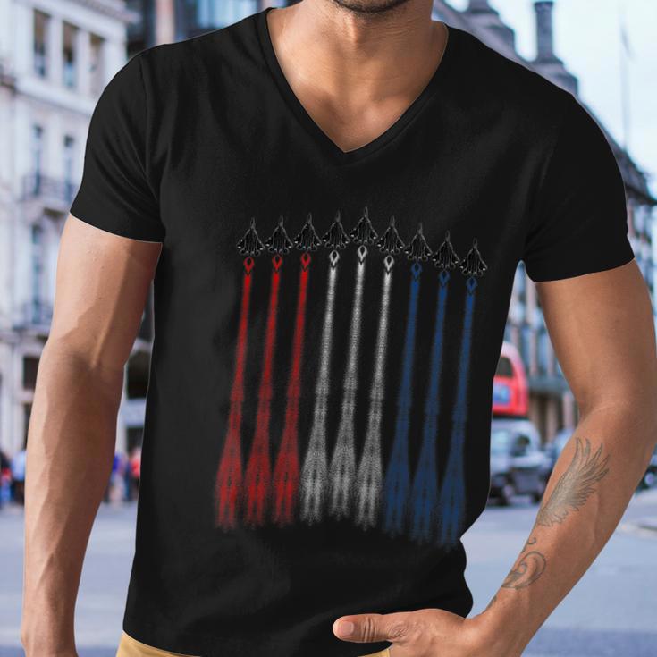 American Jet Red White & Blue Flag 4Th Of July Usa Men V-Neck Tshirt