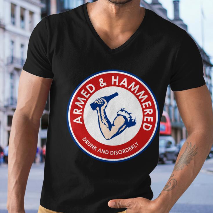 Armed And Hammered Drunk And Disorderly Funny Drinking Men V-Neck Tshirt