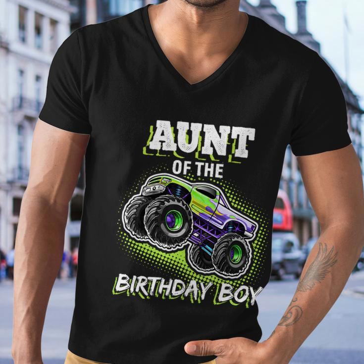 Aunt Of The Birthday Boy Monster Truck Birthday Gift Men V-Neck Tshirt