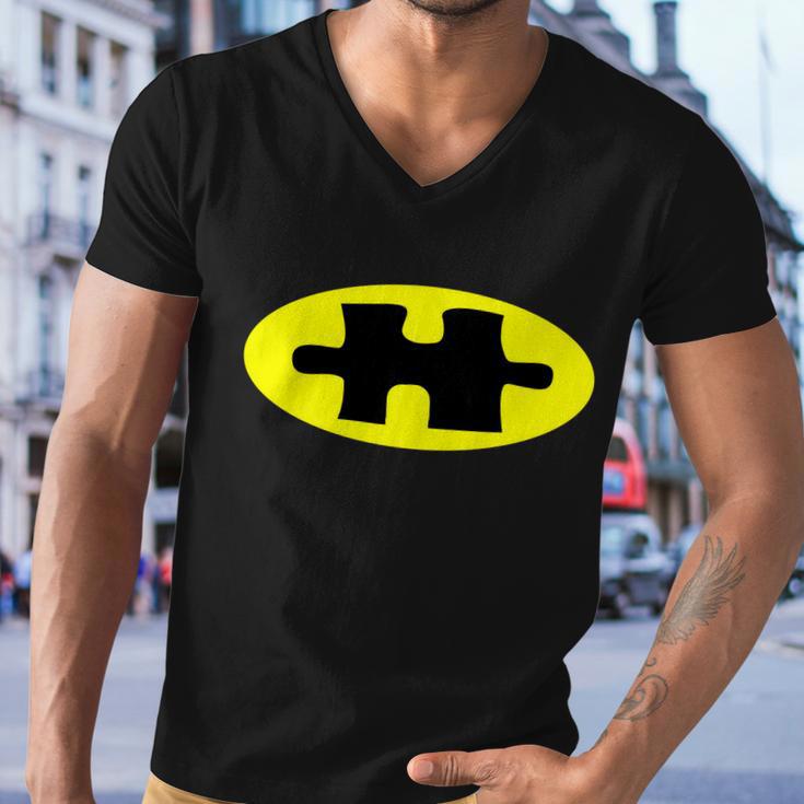 Autism Awareness Bat Puzzle Logo Tshirt Men V-Neck Tshirt