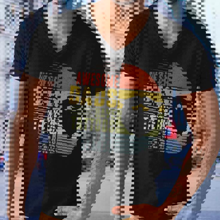 Awesome Dads Have Tattoos And Beards Vintage Fathers Day Dad Papa Father Grandpa Men Gift Unisex Men V-Neck Tshirt Awesome Dads Have Tattoos And Beards Vintage Fathers Day Dad Papa Father Grandpa Men Gift Unisex Men V-Neck Tshirt