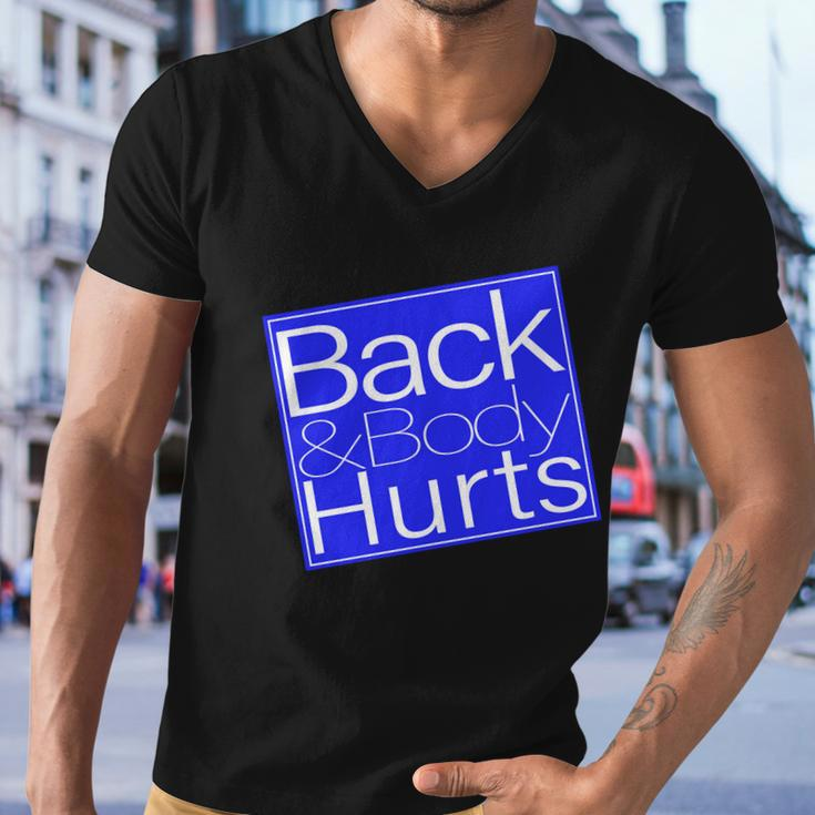 Back And Body Hurts Blue Logo Men V-Neck Tshirt