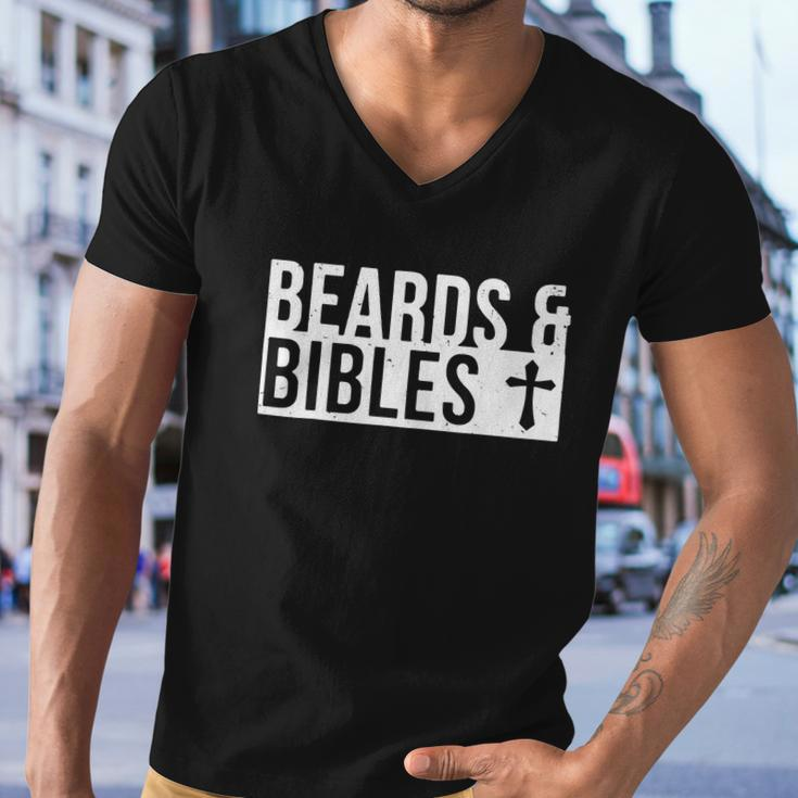 Beards And Bibles Funny Beard Christian Men V-Neck Tshirt