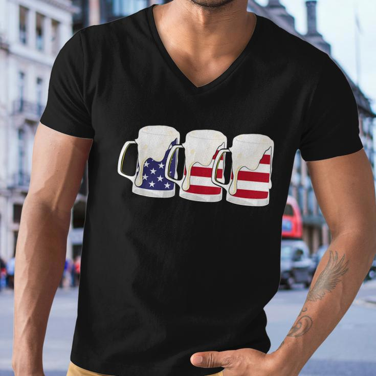 Beer American Flag Shirt 4Th Of July Men Women Merica Usa Men V-Neck Tshirt