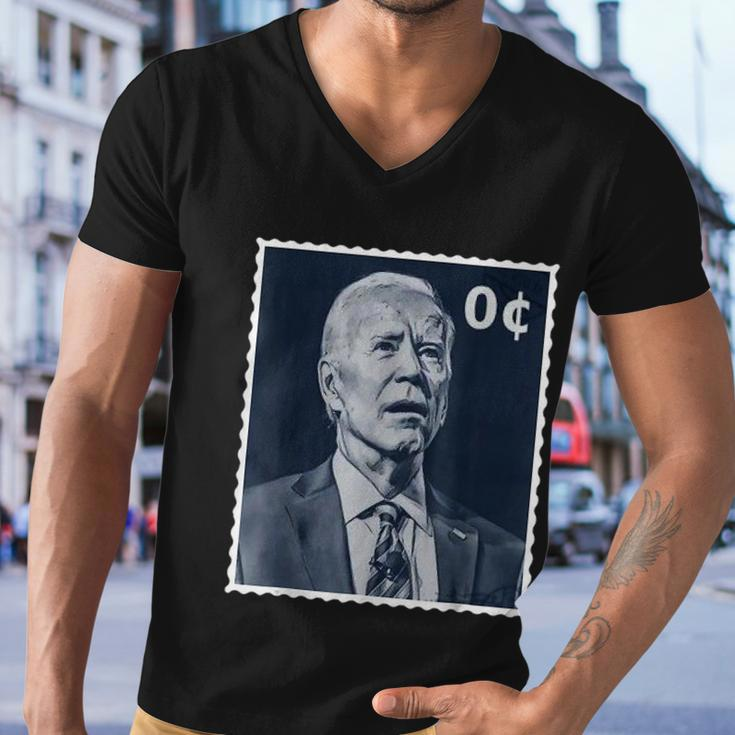 Biden Zero Cents Stamp 0 President Joe Biden Men V-Neck Tshirt