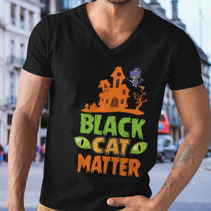 Black Cat Matter Halloween Quote Men V-Neck Tshirt