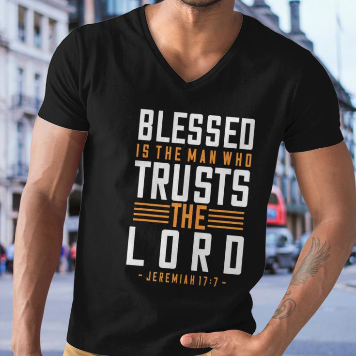 Blessed Is The Man Trusts The Lord Bible Verse Funny Christian Men V-Neck Tshirt