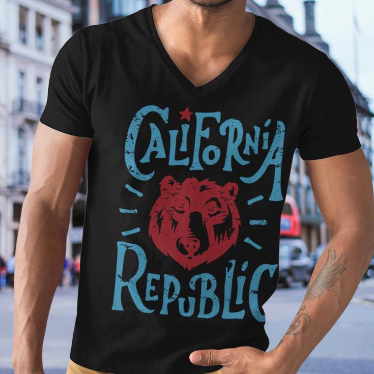 California Republic Vintage Tshirt Men V-Neck Tshirt