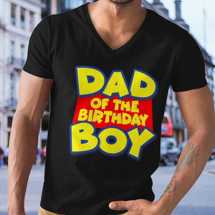 Cartoony Dad Of The Birthday Boy Tshirt Men V-Neck Tshirt