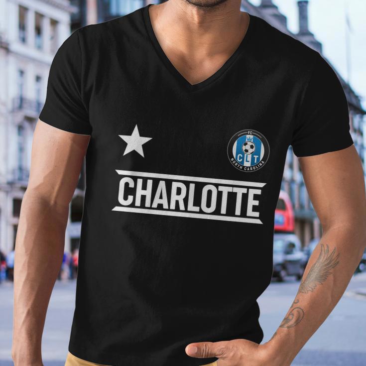 Charlotte North Carolina Soccer Jersey Men V-Neck Tshirt