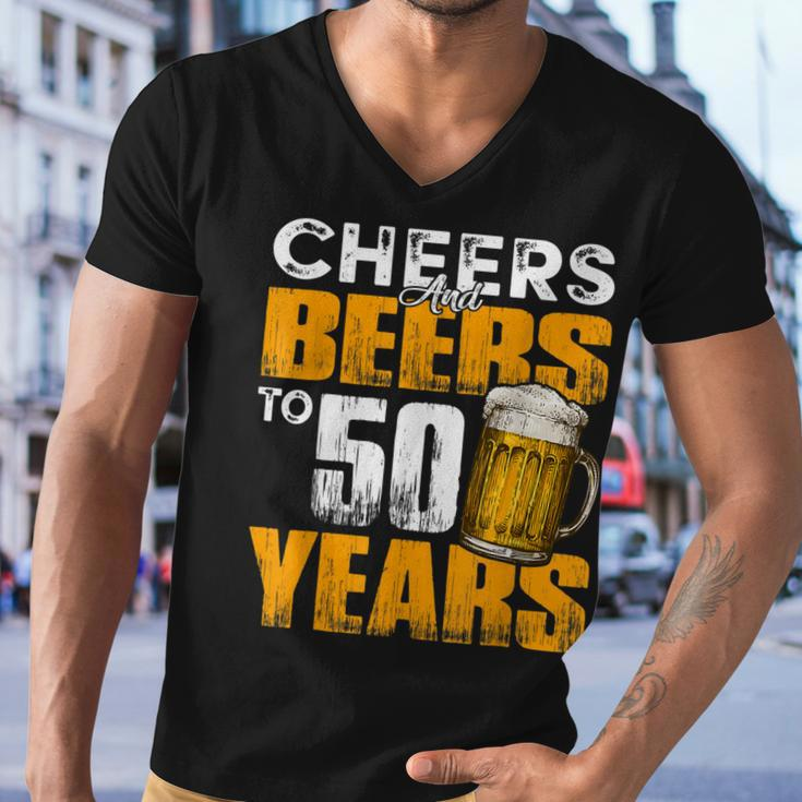 Cheers And Beers To 50 Years Old Birthday Funny Drinking Men V-Neck Tshirt