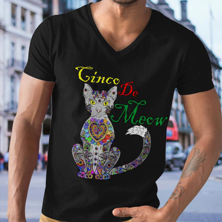 Cinco De Meow Funny Mexican Cat Men V-Neck Tshirt