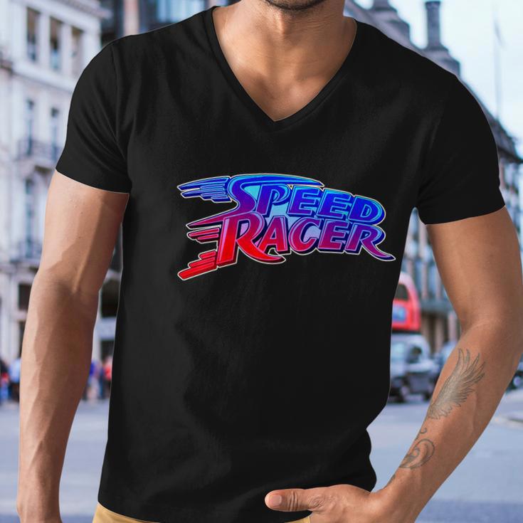 Classic Retro Speed Racer Logo Tshirt Men V-Neck Tshirt