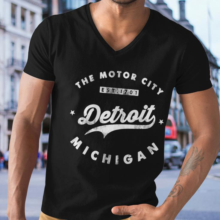 Classic Retro Vintage Detroit Michigan Motor City Tshirt Men V-Neck Tshirt