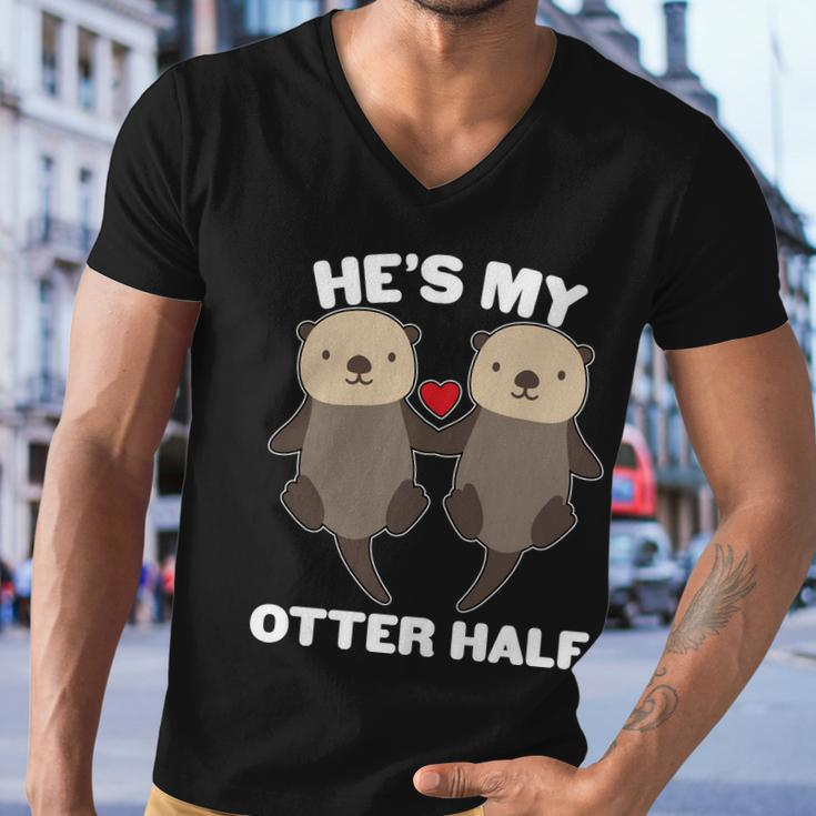 Cute Hes My Otter Half Matching Couples Shirts Graphic Design Printed Casual Daily Basic Men V-Neck Tshirt