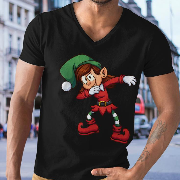 Dabbing Elf Cute Funny Christmas Tshirt Men V-Neck Tshirt