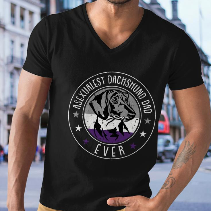 Dachshund Dad Lgbtgreat Giftq Asexual Ace Pride Doxie Dog Lover Ally Gift Men V-Neck Tshirt