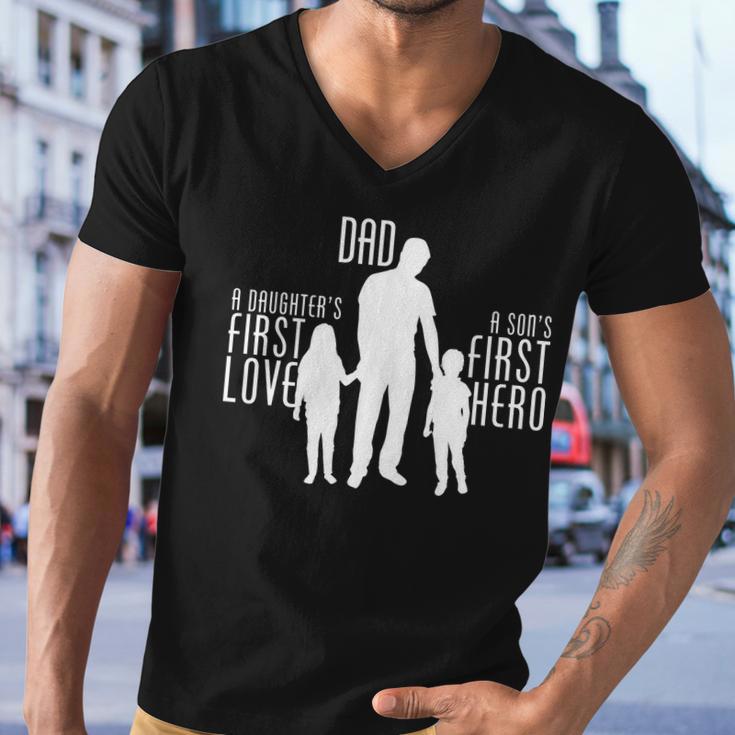 Dad A Sons First Hero Daughters First Love Men V-Neck Tshirt