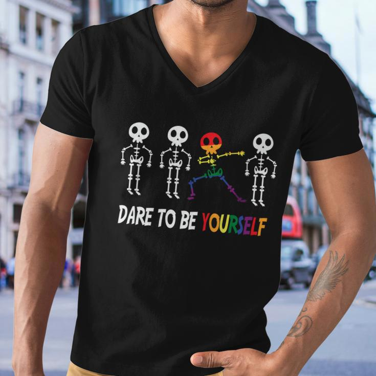 Dare To Be Yourself Lgbt Gay Pride Lesbian Bisexual Ally Quote Men V-Neck Tshirt