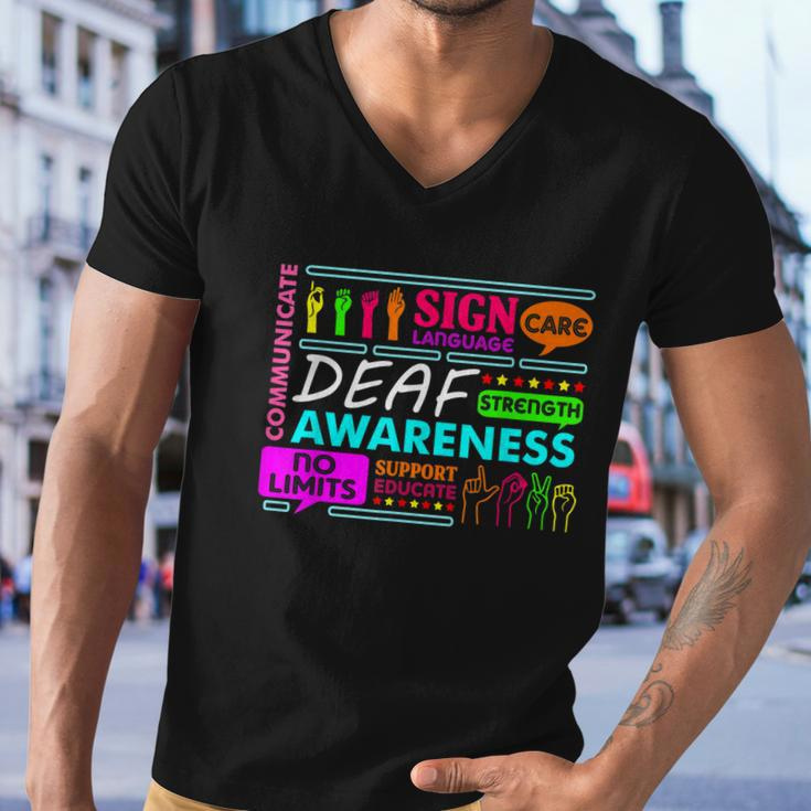 Deaf Awareness Sign Deafness Hearing Loss Warrior Tshirt Men V-Neck Tshirt