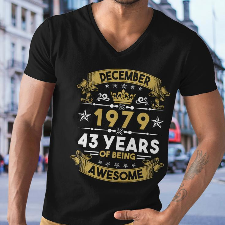December 1979 43 Years Of Being Awesome Funny 43Rd Birthday Men V-Neck Tshirt