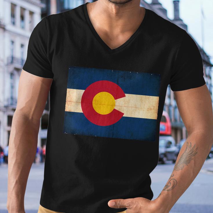 Denver Flag Grunge Colorado Men V-Neck Tshirt