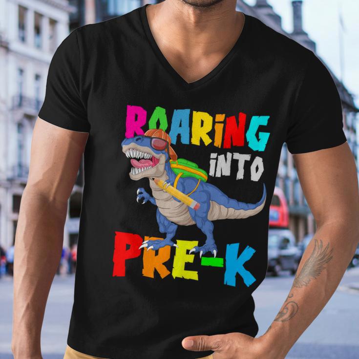 Dinosaur Roaring Into Prek Men V-Neck Tshirt