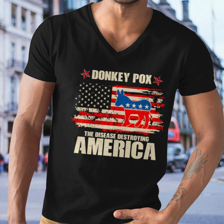 Distressed Donkey Pox The Disease Destroying America Men V-Neck Tshirt
