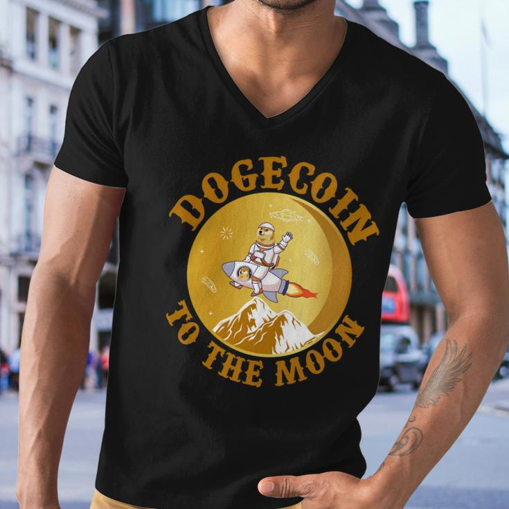 Dogecoin Vintage To The Moon Tshirt Men V-Neck Tshirt
