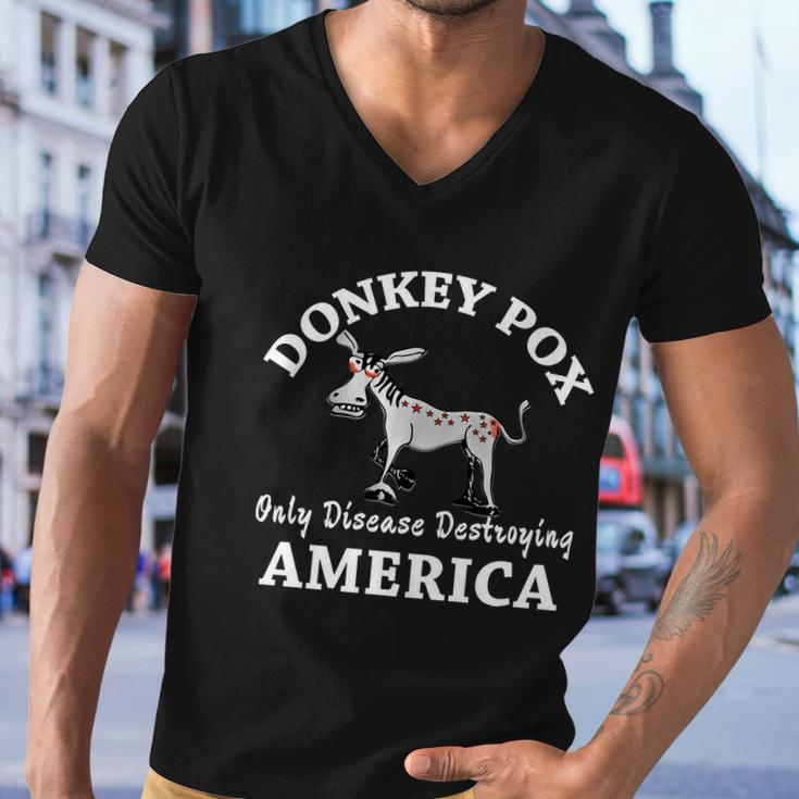 Donkey Pox Only Disease Destroying America Anti Liberal Men V-Neck Tshirt