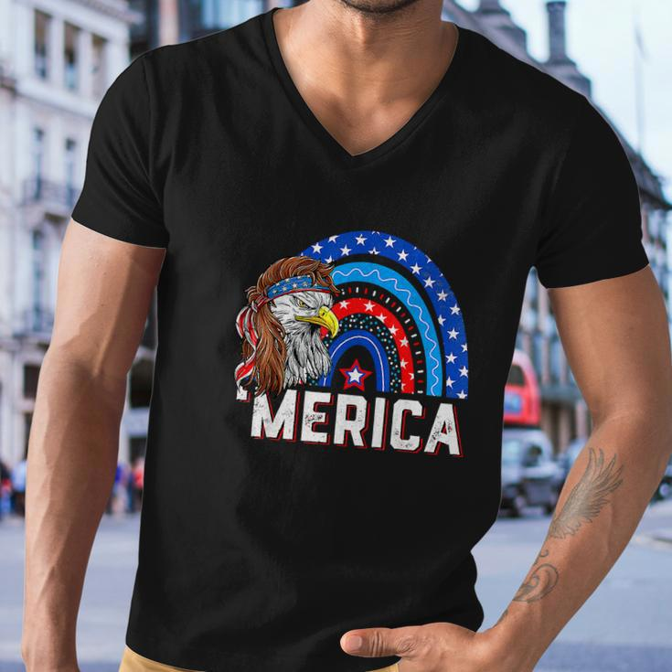 Eagle Mullet 4Th Of July Rainbow American Flag Men V-Neck Tshirt