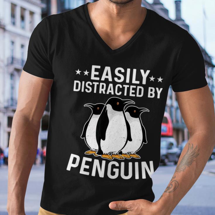 Easily Distracted By Penguins Gentoo Adelie Penguin Lovers Gift Men V-Neck Tshirt