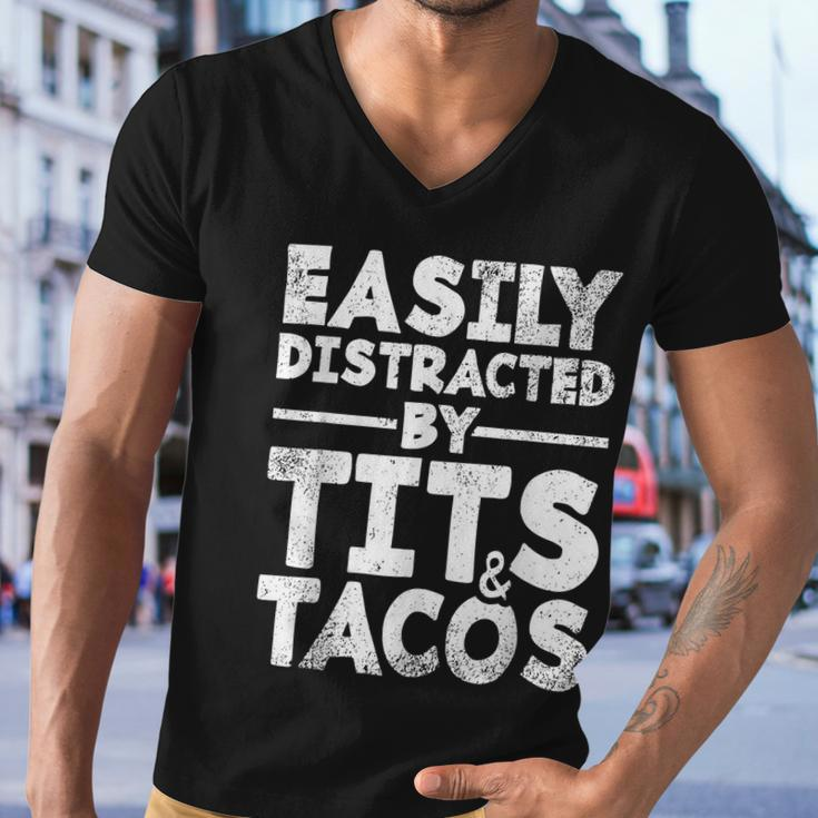 Easily Distracted By Tits And Tacos Men V-Neck Tshirt