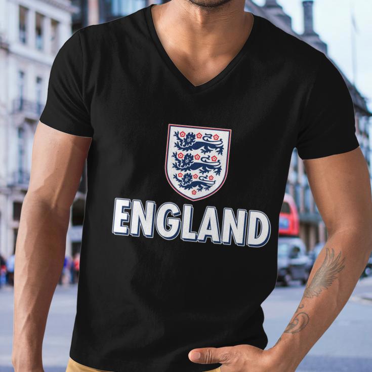 England Soccer Three Lions Flag Logo Tshirt Men V-Neck Tshirt