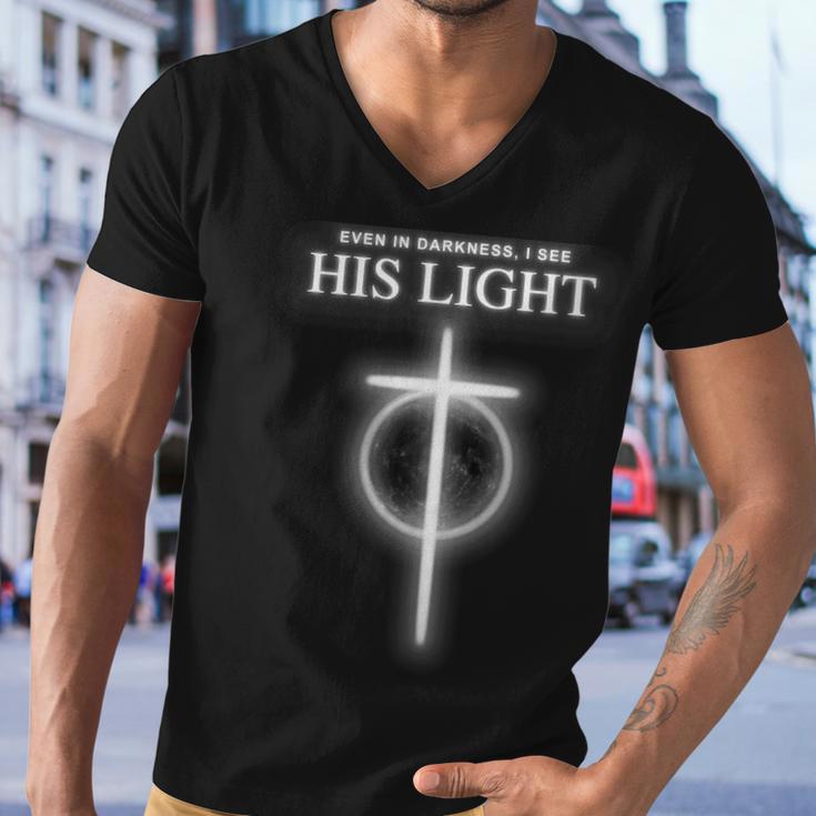 Even In The Darkness I See His Light Jesus Christian Tshirt Men V-Neck Tshirt