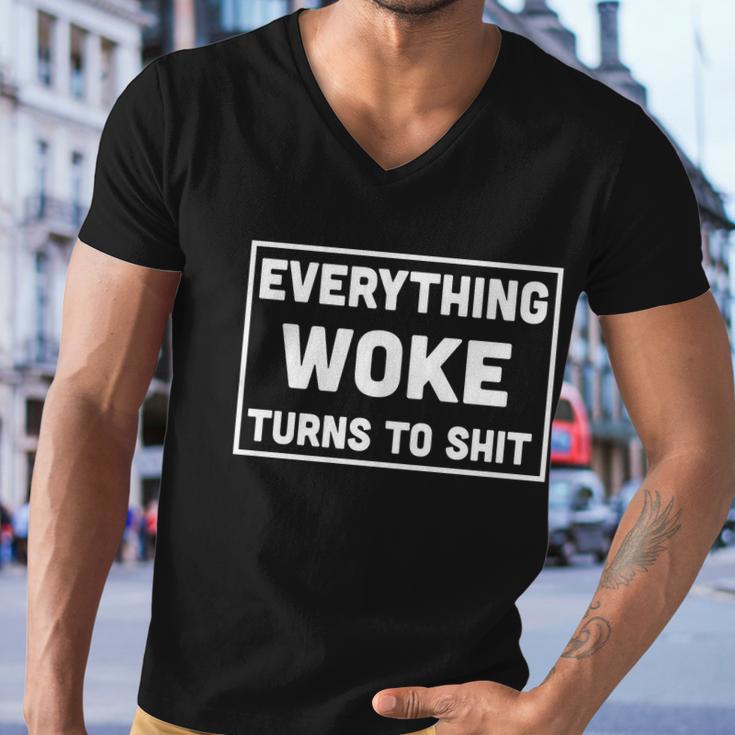 Everything Woke Turns To Shit Tshirt Men V-Neck Tshirt