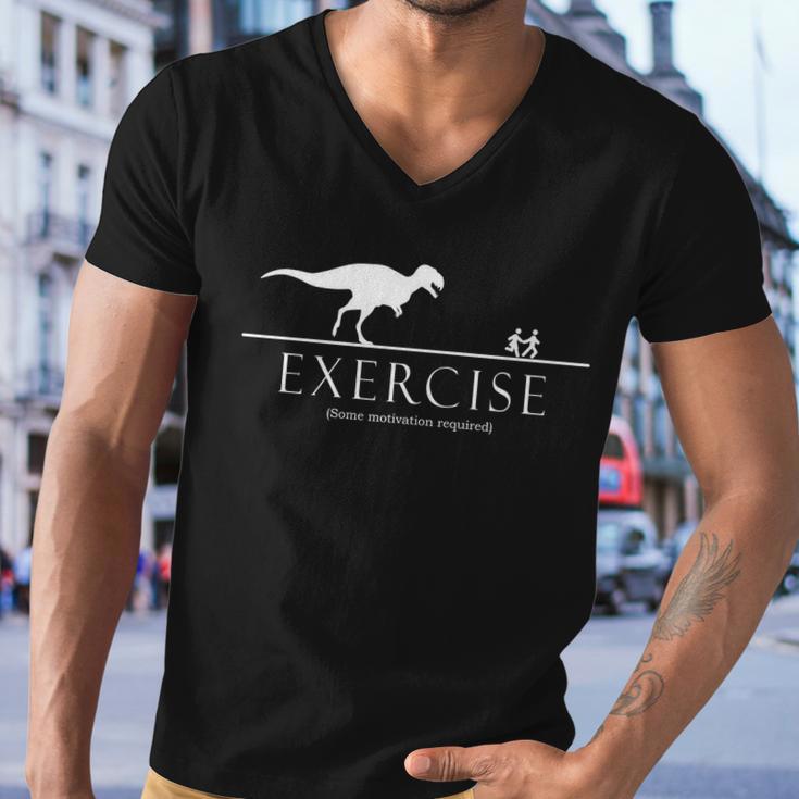 Exercise Some Motivation Required Running From Trex Men V-Neck Tshirt