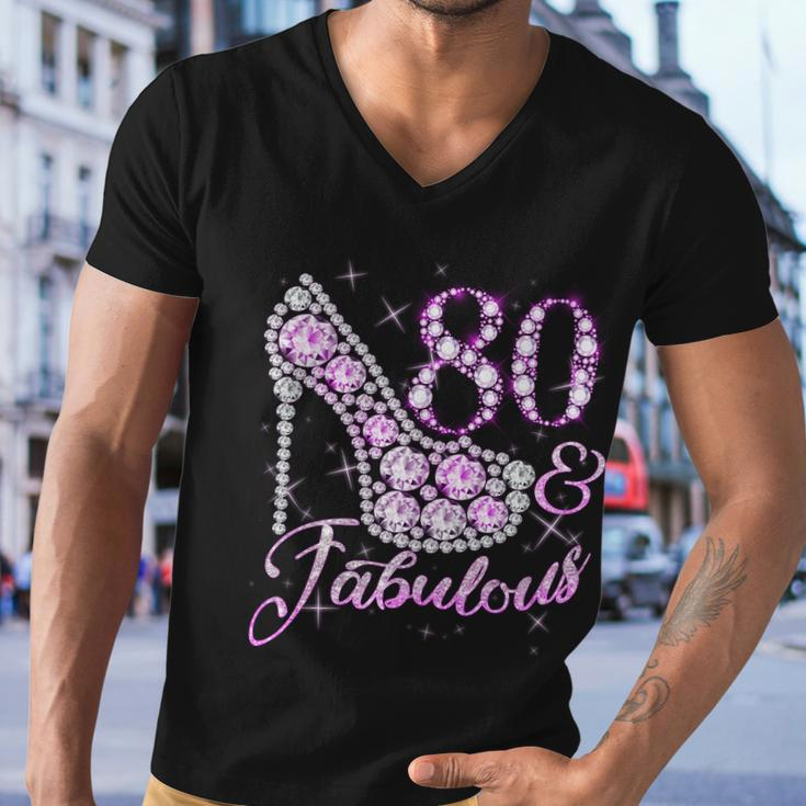 Fabulous & 80 Sparkly Shiny Heel 80Th Birthday Tshirt Men V-Neck Tshirt