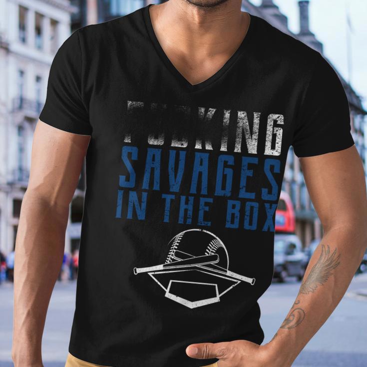 Faded Fn Savages In The Box Baseball Men V-Neck Tshirt