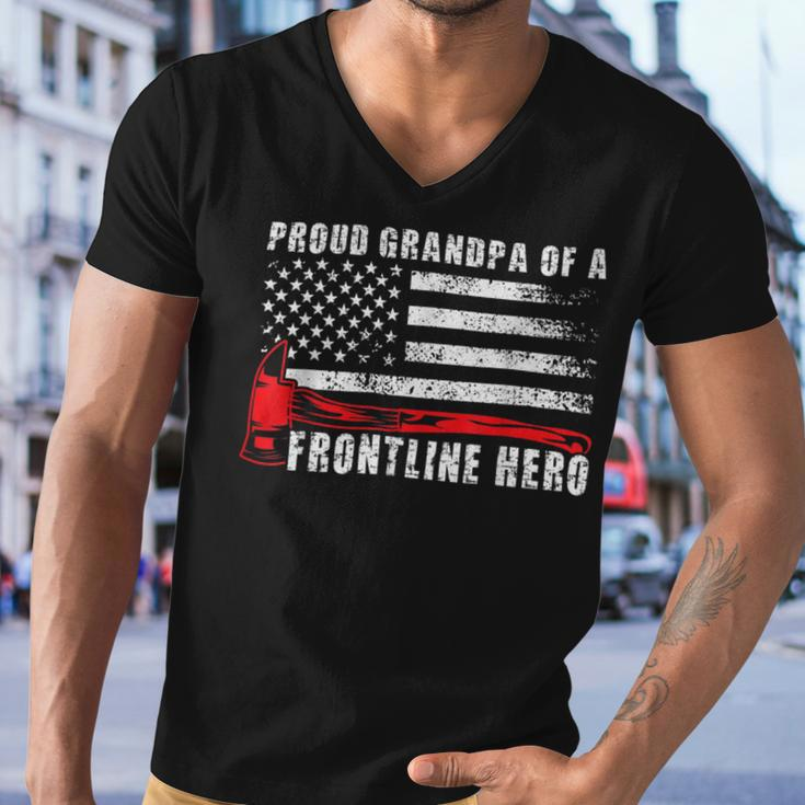Firefighter Proud Firefighter Grandpa Of A Hero Fireman Grandpa V2 Men V-Neck Tshirt
