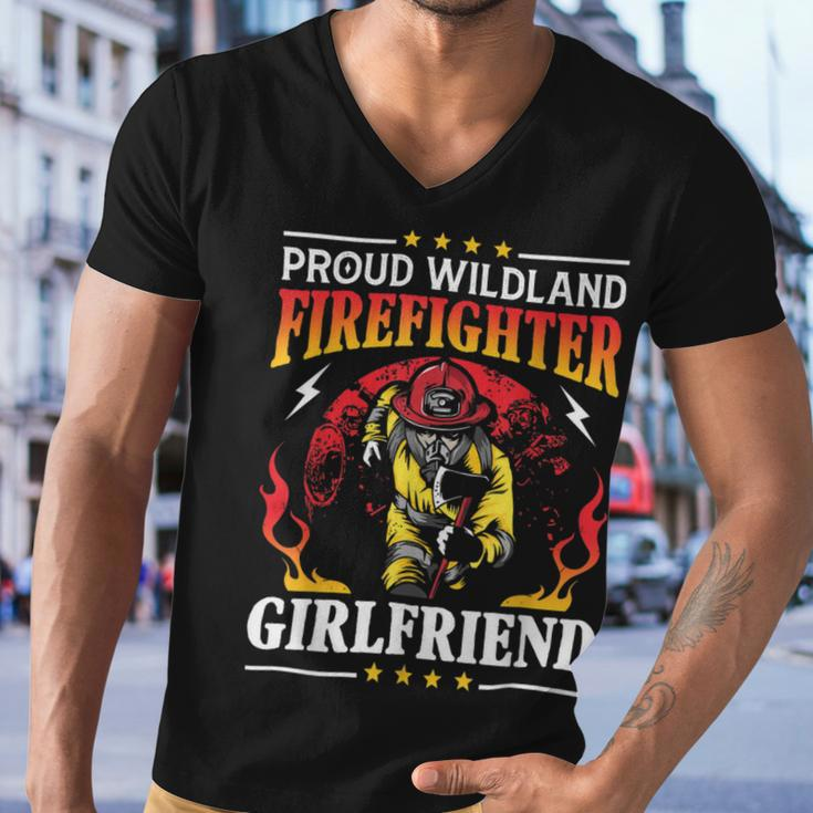 Firefighter Proud Wildland Firefighter Girlfriend Gift Men V-Neck Tshirt