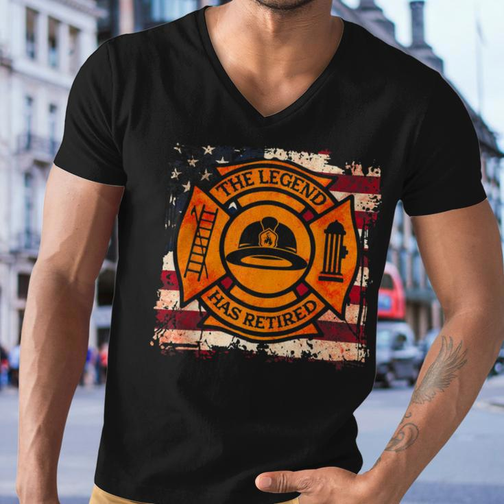 Firefighter The Legend Has Retired Fireman Firefighter Men V-Neck Tshirt