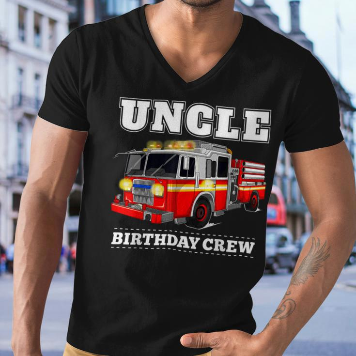 Firefighter Uncle Birthday Crew Fire Truck Firefighter Fireman Party V2 Men V-Neck Tshirt