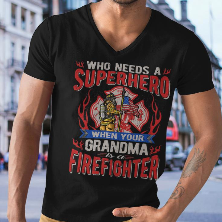Firefighter Who Needs A Superhero When Your Grandma Is A Firefighter Men V-Neck Tshirt